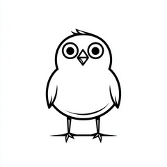 Fototapeta premium Whimsical Cartoon Bird Outline Illustration Isolated on White Background for Creative Projects and Designs