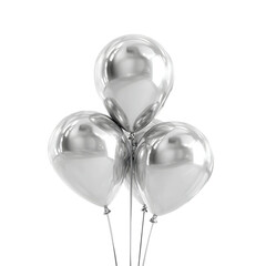 Silver metallic balloons isolated PNG