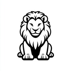 Obraz premium Minimalist Lion Emblem Illustration: Bold Black and White Vector Design for Creative Projects and Branding