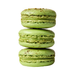 Stack of three green pistachio macarons
