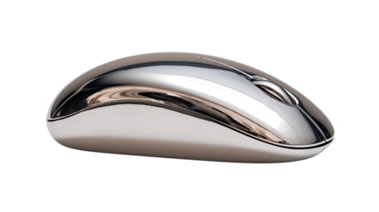 Sleek metallic computer mouse with modern ergonomic design glossy finish professional technology accessory isolated on white background
