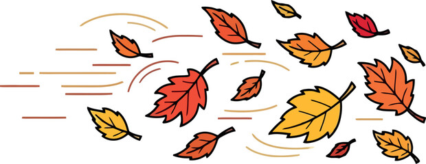 Autumn Leaves in the Wind: A Colorful Display of Fall.