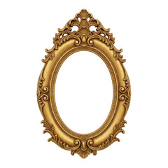 Obraz premium Golden ornate frame, antique oval picture frame, luxury gold frame, decorative border