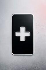 Obraz premium Plus Sign on Black Panel Against Textured Background