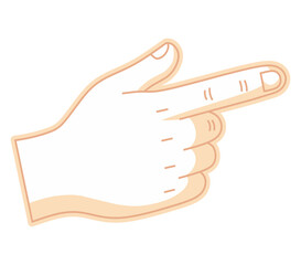 Cartoon illustration of a hand gesture with the index finger pointing right.