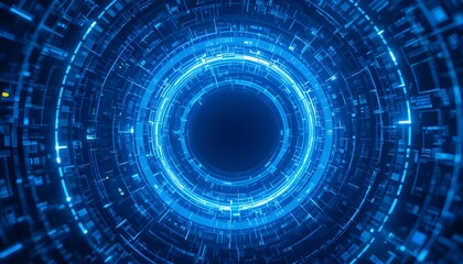 Futuristic Holographic HUD: Blue Circular Interface Design with Transparent Background