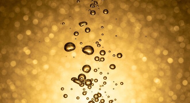 Golden Bubbles Rising - A Sparkling Abstract Background.