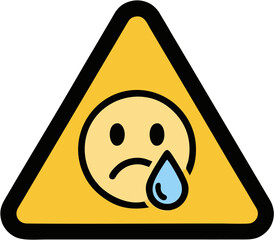 Sad face in a warning triangle a vector  for expressing negative emotions isolated on white background