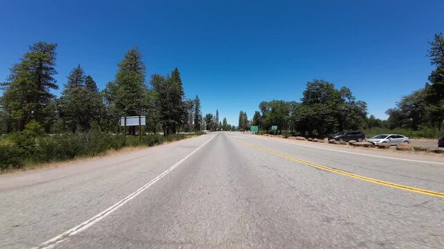 Mt Shasta to Lassen Highway 89 Southbound 04 Rear View Driving Plates California USA Ultra Wide