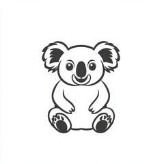 Obraz premium Charming Koala Illustration: A Simple, Expressive Icon in Black and White for Design Projects