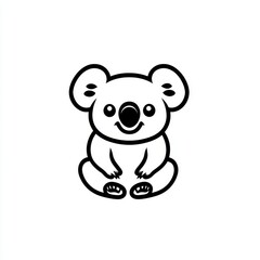 Obraz premium Charming Koala Icon: Minimalist Outline Illustration for Children's Designs and Australian Wildlife Education