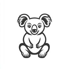 Fototapeta premium Stylized Koala Bear Illustration with Bold Outline, Minimalist Vector Design for Graphic Applications and Creative Projects