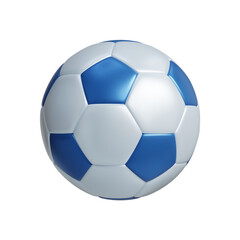 Shiny Blue and Silver 3D Soccer Ball.