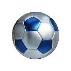 Blue and White Soccer Ball Isolated on Transparent Background.