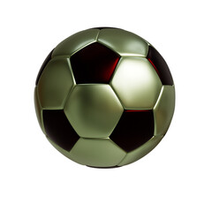 Golden Soccer Ball with Black Panels on Transparent Background.