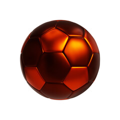 Shiny Metallic Red Soccer Ball on Transparent Background.