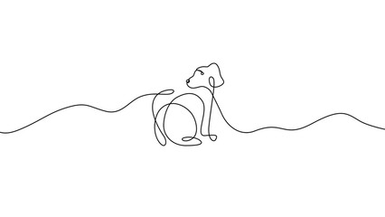 Minimalist one line drawing of Dog - line art