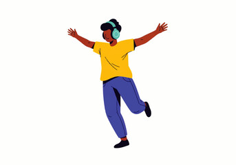 Joyful Melodies: Person with Headphones Dancing and Enjoying Music