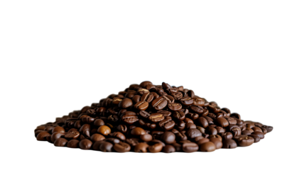 Pile of Roasted Coffee Beans on Transparent Background for Design