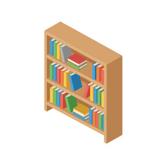 Bookshelf isometric flat design