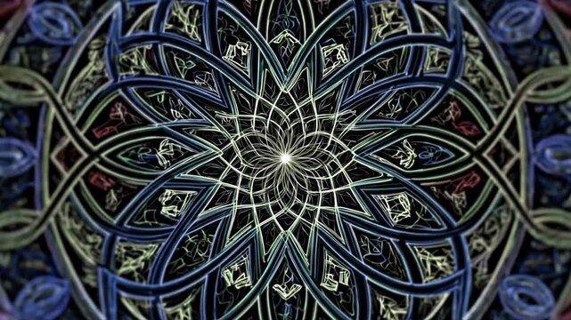 A vibrant and intricate mandala design with colorful geometric patterns.