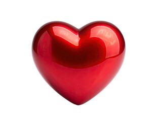 Fototapeta premium A lustrous, three-dimensional red heart, a symbol of love, with smooth, glossy reflections