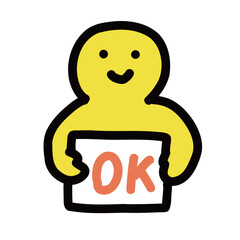 OKのボードを持った人｜シンプルな手描きのイラストアイコン