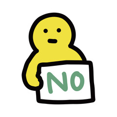 Obraz premium NOのボードを持った人｜シンプルな手描きのイラストアイコン