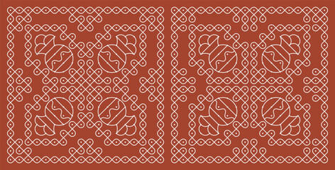 Pongal special pulli kolam, dotted rangoli set. Indian Traditional home decor folk art vector illustration.