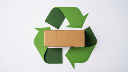 Green Recycling Symbol with Cork Block: Sustainable Waste Management & Eco-Friendly Concept
