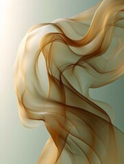 An elegant abstract portrayal of flowing waves in warm brown tones, creating a sense of movement and grace, on a soft gradient background.
