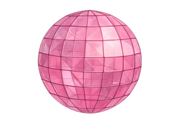 Fototapeta premium Pink glass disco ball reflecting light, a vibrant party accessory for celebration and fun, transparent background