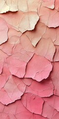 Abstract texture of pink and peach colored paper or paint peeling away, creating a layered and visually striking pattern that evokes warmth and softness.
