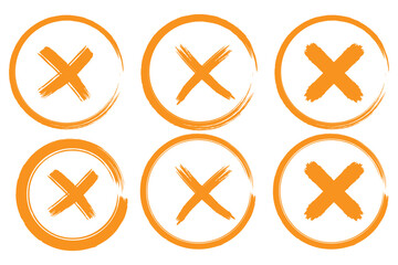 Brush strokes cross mark. check mark, tick mark, and cross brush sign red checkmark and red X icons, buttons for vote. eps 10 © Top