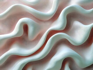 An abstract representation of flowing waves in soft pastel colors, creating a serene and calming effect, ideal for backgrounds or artistic projects.