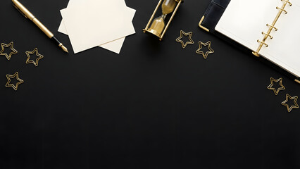 Elegant workspace flatlay with golden accents for sophisticated business communication