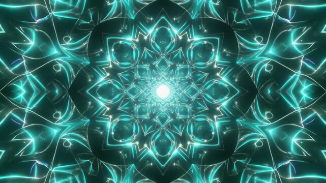 Ethnic sacred Mandala Cyan ornamental pattern with geometric symmetry zen meditation harmony balance abstract art illustration background wallpaper for spiritual culture decor
