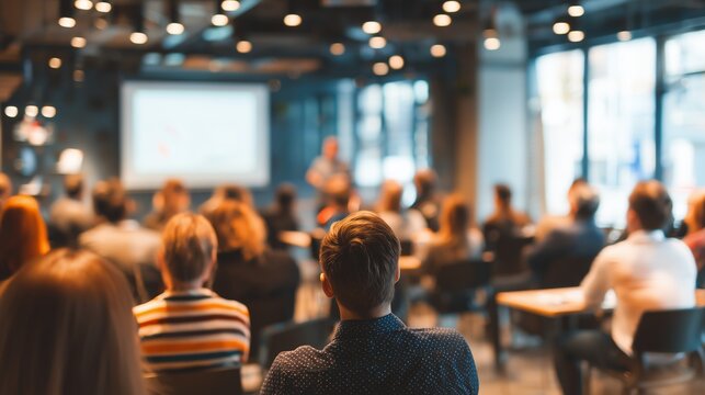 Business Seminar Audience Listening to Presentation