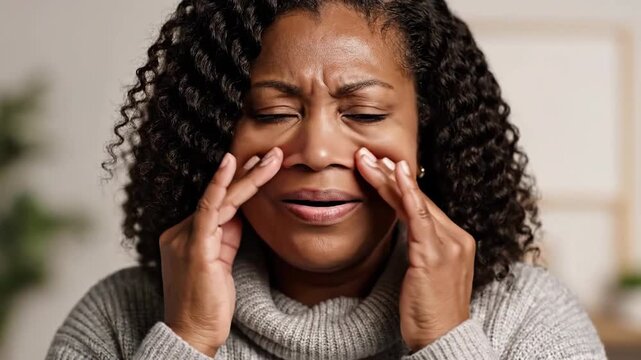 A Woman's Reaction Sequence: Reflecting Discomfort, Emotional Strain and Displeasure