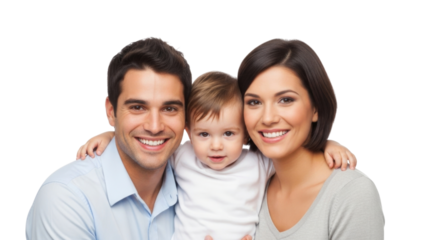 Happy family portrait with child transparent background cutout png