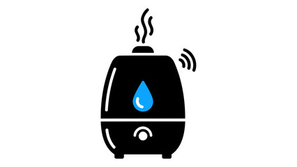 Smart humidifier icon with water drop and wifi signal, symbolizing modern home air quality and comfort technology.
