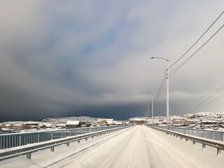 road in the Teriberka city, Russia