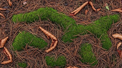Moss and Pine Needles - A Forest Floor Close-Up.