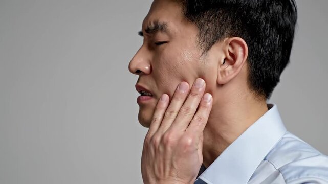 Asian Man Experiencing Extreme Pain Indicating A Sensitive Health Issue