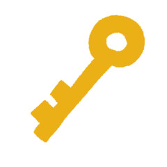 シンプルな鍵の手描きイラストアイコン。シンプルな落描きのスタンプ素材。Doodle Sticker Decorations