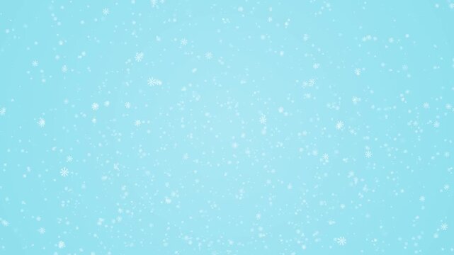 Light blue snowy background with falling snowflakes animation.