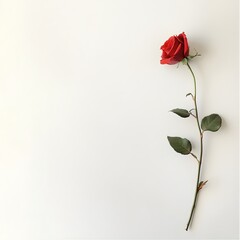 A single red rose casting an elongated shadow with space for text.