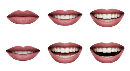 Assortment of emotive human smiles showcasing varying degrees of oral expression and lip posture