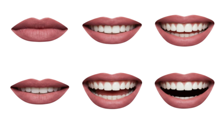 Assortment of emotive human smiles showcasing varying degrees of oral expression and lip posture
