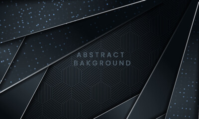 Abstract realistic paper. Stylish poster or banner for website, dark wallpaper for smartphone or computer. Luxury background with organic patterns, shadows and shine. Isometric vector illustration
